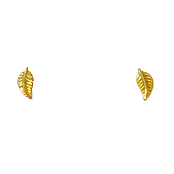 Vintage Earrings - Small leaf bronzy gold minimal - Picture 1 of 8